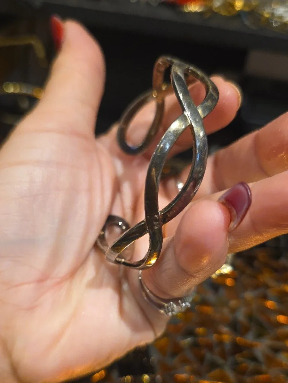 Interlaced Twisted Bangle Bracelet - Silver